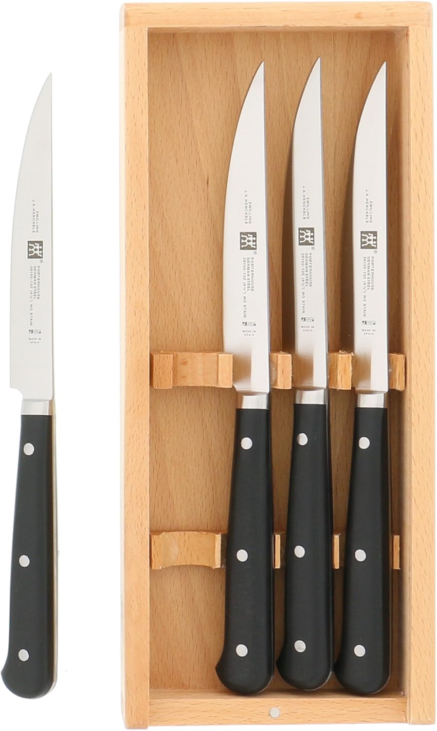 ZWILLING Porterhouse 4-pc Steak Knife Set in Beechwood Box