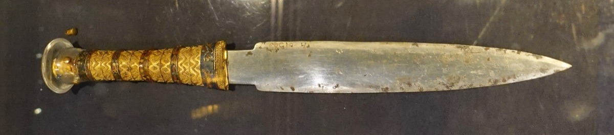 Tutankhamun’s iron dagger, photographed in the Egyptian Museum in Cairo.
