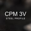 CPM 3V steel profile title over a blurred background