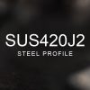 SUS420J2 Steel Profile over a blurred abstract steel background