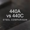 440A vs 440C Steel Comparison over a blurred abstract steel background