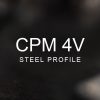 CPM 4V Steel Profile over a blurred abstract steel background