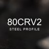 80CrV2 Steel Profile over a blurred abstract steel background