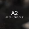 A2 Steel Profile over a blurred abstract steel background