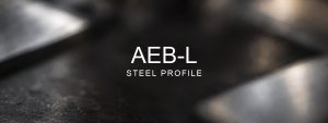 AEB-L Steel Profile over a blurred abstract steel background