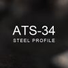 ATS-34 Steel Profile over a blurred abstract steel background