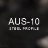 AUS-10 Steel Profile over a blurred abstract steel background