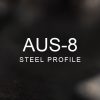 AUS-8 Steel Profile over a blurred abstract steel background