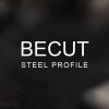 BECUT Steel Profile over a blurred abstract steel background