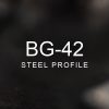 BG-42 Steel Profile over a blurred abstract steel background