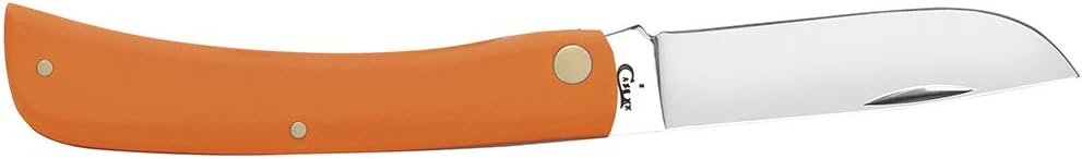 Case Sod Buster Jr 80502 with orange synthetic handle and stainless skinner blade