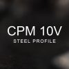CPM 10V Steel Profile over a blurred abstract steel background