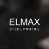 ELMAX Steel Profile over a blurred abstract steel background