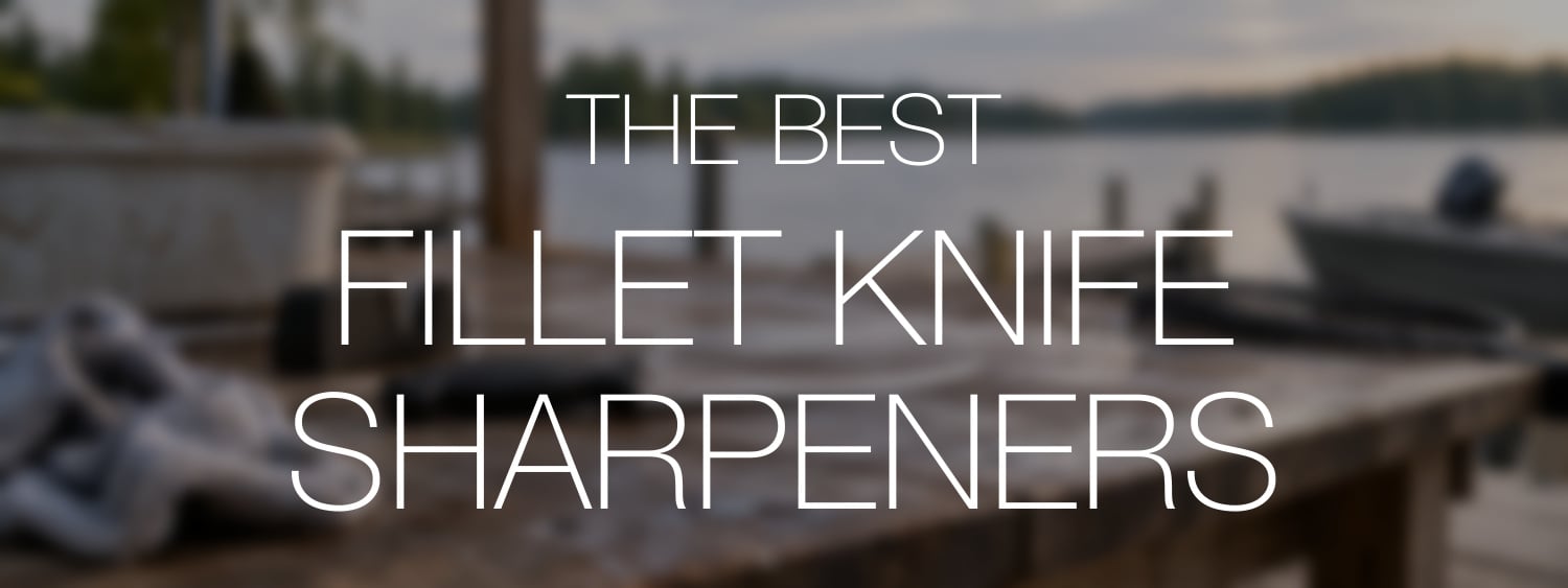 The Best Fillet Knife Sharpeners in clear white lettering over a blurred natural knife-care scene