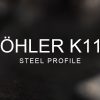 Böhler K110 Steel Profile over a blurred abstract steel background