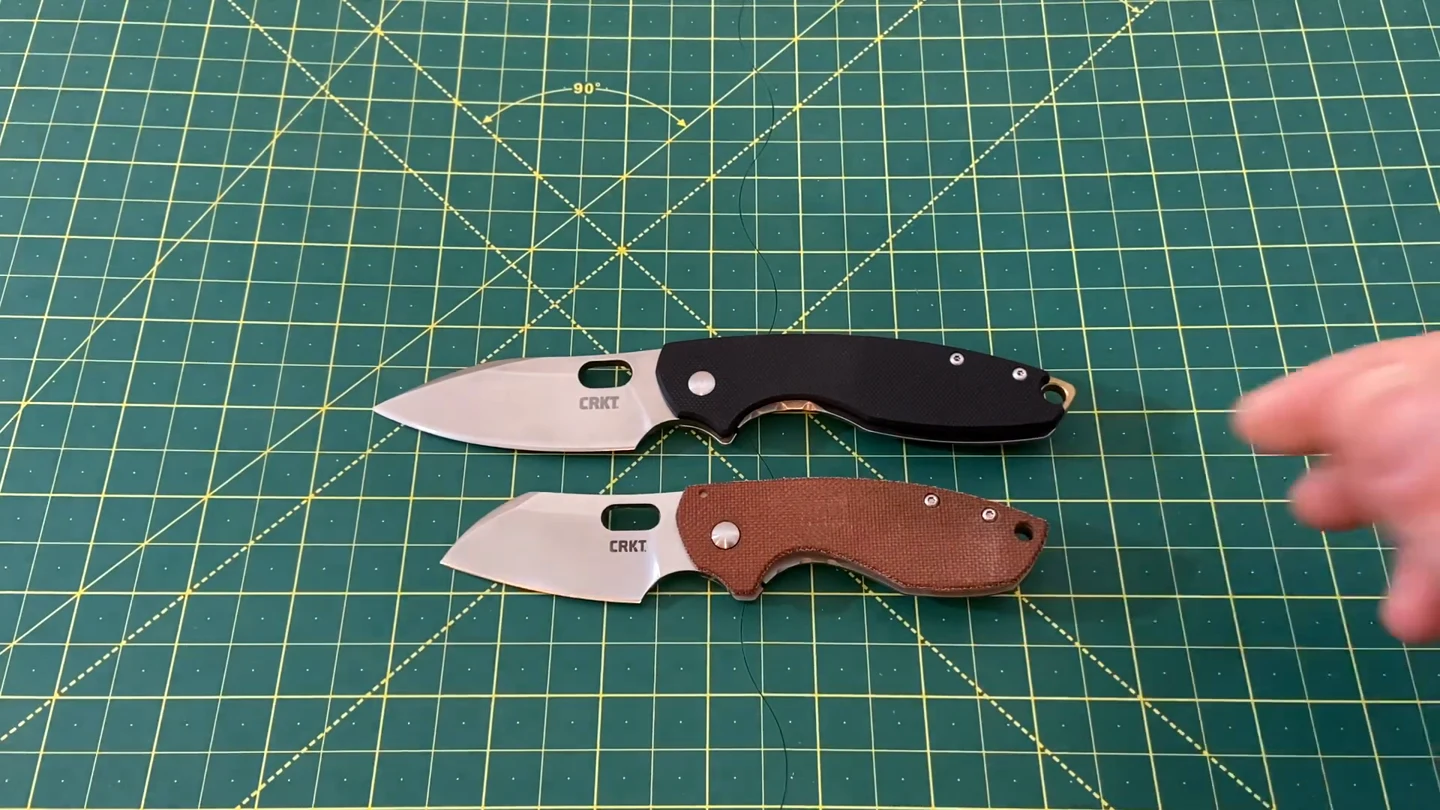 CRKT Pilar III above my original Pilar with a custom scale