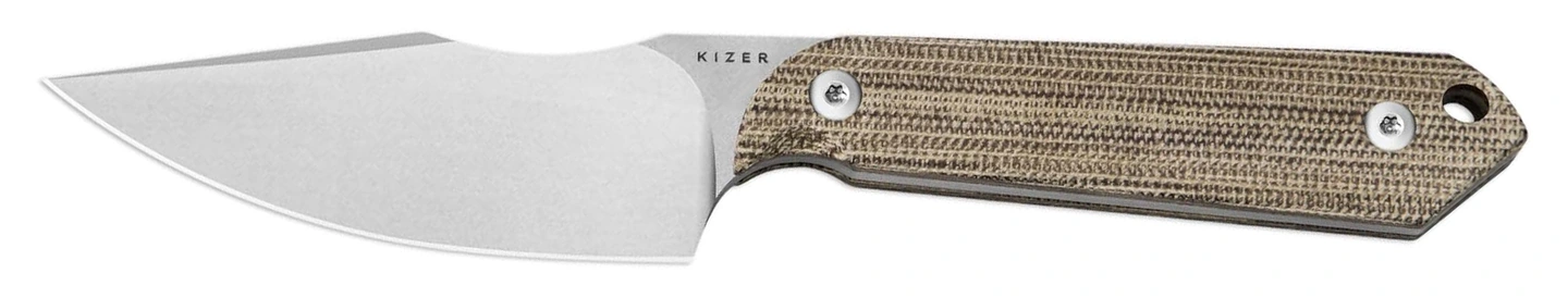 Kizer Mini Harpoon 1040S7 with AEB-L blade and brown Micarta handle