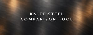 Knife Steel Comparison Tool on a blurred steel background