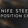 Knife Steel Composition Chart on a blurred steel background