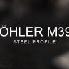 M390 Steel Profile over a blurred abstract steel background