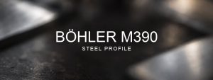 M390 Steel Profile over a blurred abstract steel background