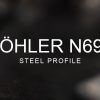 Böhler N690 Steel Profile over a blurred abstract steel background