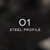 O1 Steel Profile over a blurred abstract steel background