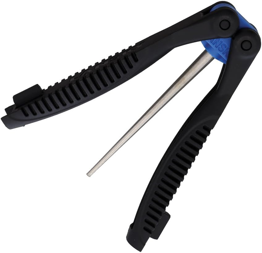 Lansky TR-600 tapered diamond rod with its black folding handles partly open