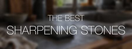 The Best Sharpening Stones over a blurred everyday kitchen sharpening scene