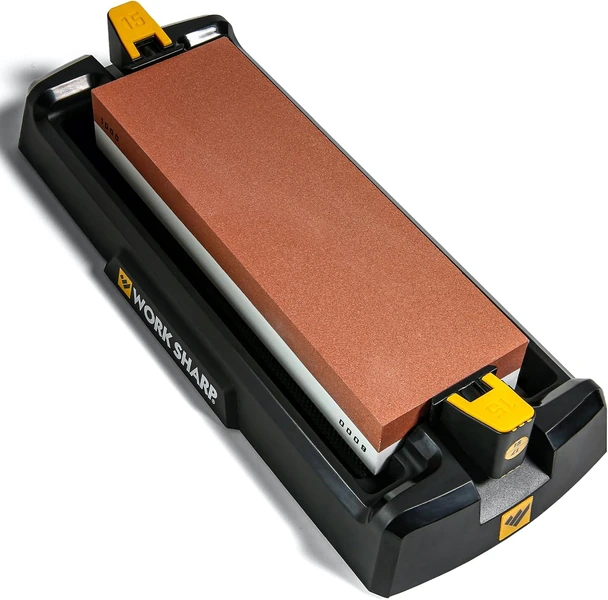 Work Sharp Whetstone kit with stone, base and angle guides on white