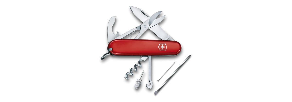 Victorinox Compact with red handle and its complete open tool selection