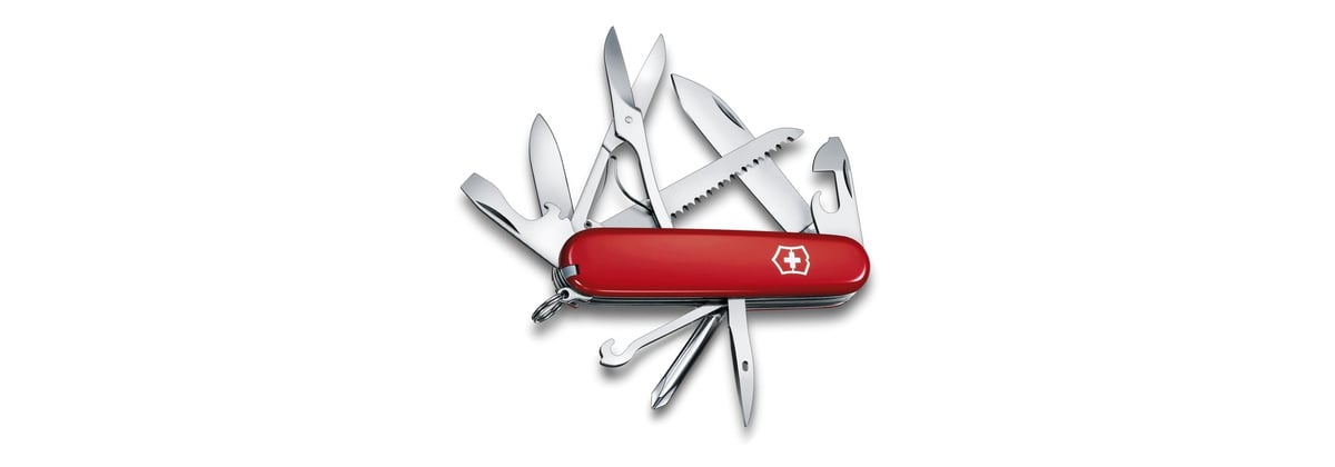 Victorinox Fieldmaster with red handle, scissors and wood saw